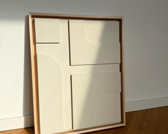 3D-muurdecoratie met beige textuur | Canvasprints met 3D-effect | Canvasprint met textuur | Reliëfprint | Textuurkunst