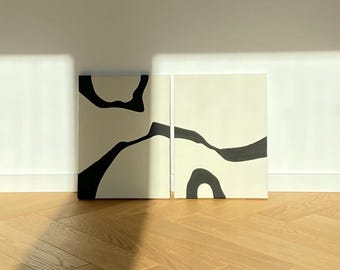Set wanddecoratie met textuur, beige en zwart | Set afbeeldingen met textuur | Canvasprints met 3D-effect | Canvas | Reliëfprint | Abstracte kunst