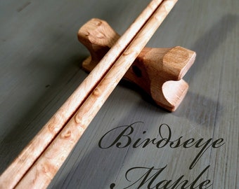 Chopsticks Birdseye Maple Chopsticks With Rest Birdseye Maple, Custom Gift For House Warming Party, Handmade Handcrafted Wooden Chopsticks