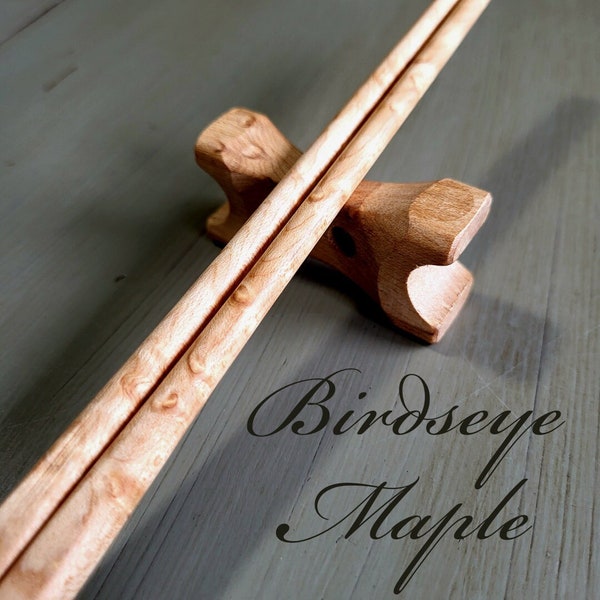 Chopsticks Birdseye Maple Chopsticks With Rest Birdseye Maple, Custom Gift For House Warming Party, Handmade Handcrafted Wooden Chopsticks