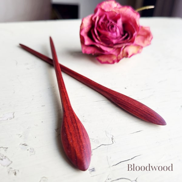 Handmade Bloodwood Hair Stick,Spear shaped 6" or 7" Natural Colour Hair Pin, Hardwood Hair Needle