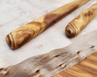 Handmade Olive Wooden Hair Stick, Minimalistic 6" - 15cm