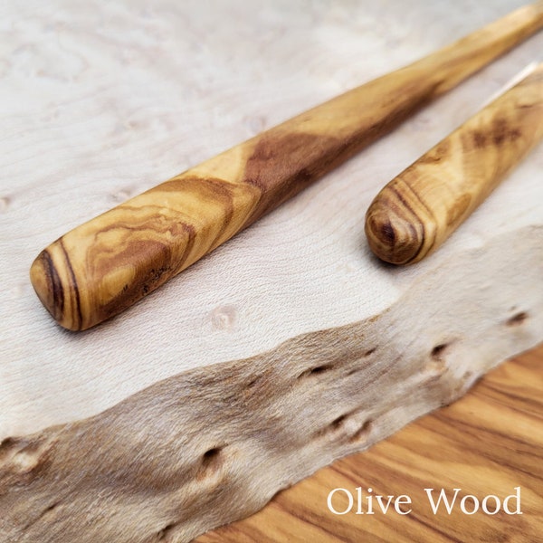 Handmade Olive Wooden Hair Stick, Minimalistic 6" - 15cm