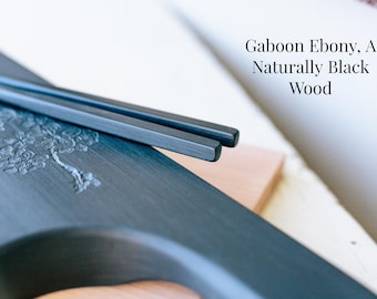 Handmade Ebony Chopsticks, Black Japanese Style Chop Sticks, Chopstick Christmas Gift Idea