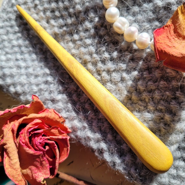 Handmade Osage Orange Hardwood Hair Stick, Minimalistic, Lively and Joyful Wooden Hair Chopstick 6" - 15cm