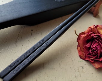 Personalized Handmade Ebony Chopsticks Wooden 10 Inch, Japanese Style Artisan Chopsticks, Custom Chopstick Gift, Unique Gift Idea