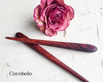 Cocobolo Wood Handmade Hair Stick Rare and beautiful redish brown with black Minimalistic Wooden Hairpin Wooden Hair Fork  Hair Chopsticks