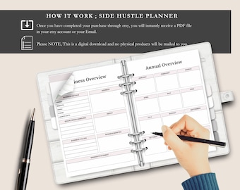 Side Hustle Planner, Weekly Organizer, Business Planner, Productivity Journal, Undated Planner, Entrepreneur Gift