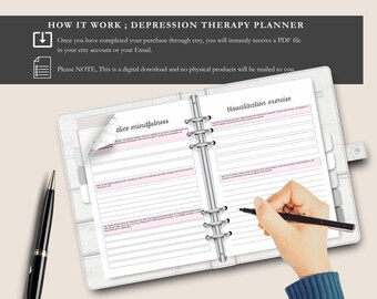 Depression Therapy Planner, Mental Health Journal, Self-Care Tracker, Wellness Organizer, Journaling Gift