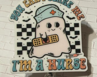 Id Badge Retractable Reel, Halloween Nurse 'You Can't Scare Me' Topper - Alligator Clip, Swivel Pull, Sarcastic LPN RN CNA