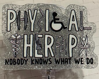 Physical Therapy Inclusive ID Badge Reel, Retractable Swivel Alligator Clip, For Therapists | Handmade