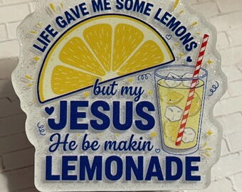 Nurse Id Badge, Retractable RN Reel, Jesus He Be Makin Lemonade Topper, Swivel Alligator Clip, Handmade