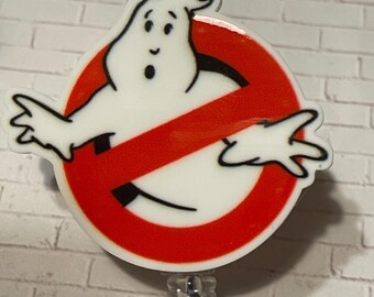 Halloween Nurse Badge Reel, Ghostbusters No Ghosts Topper - Retractable ID, Swivel Alligator Clip, Cute