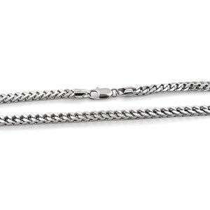 Solid 925 Sterling Silver Italian 4 4.5 mm Franco Square Box Link Chain Necklace 26 - 36 inch Rhodium Plated Brilliant polish Made in Italy!