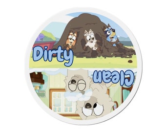 Bluey Inspired Dishwasher Clean Dirty Magnet Dish Washer