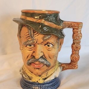 Capodimonte hand painted man face beer mug Italy