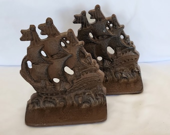 Vintage cast iron ship bookends