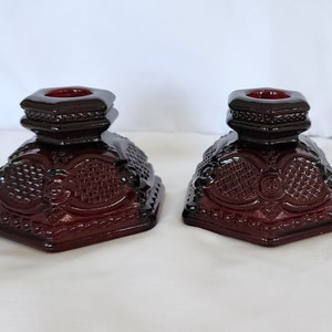 Avon Ruby Red Cape Cod candlestick holders