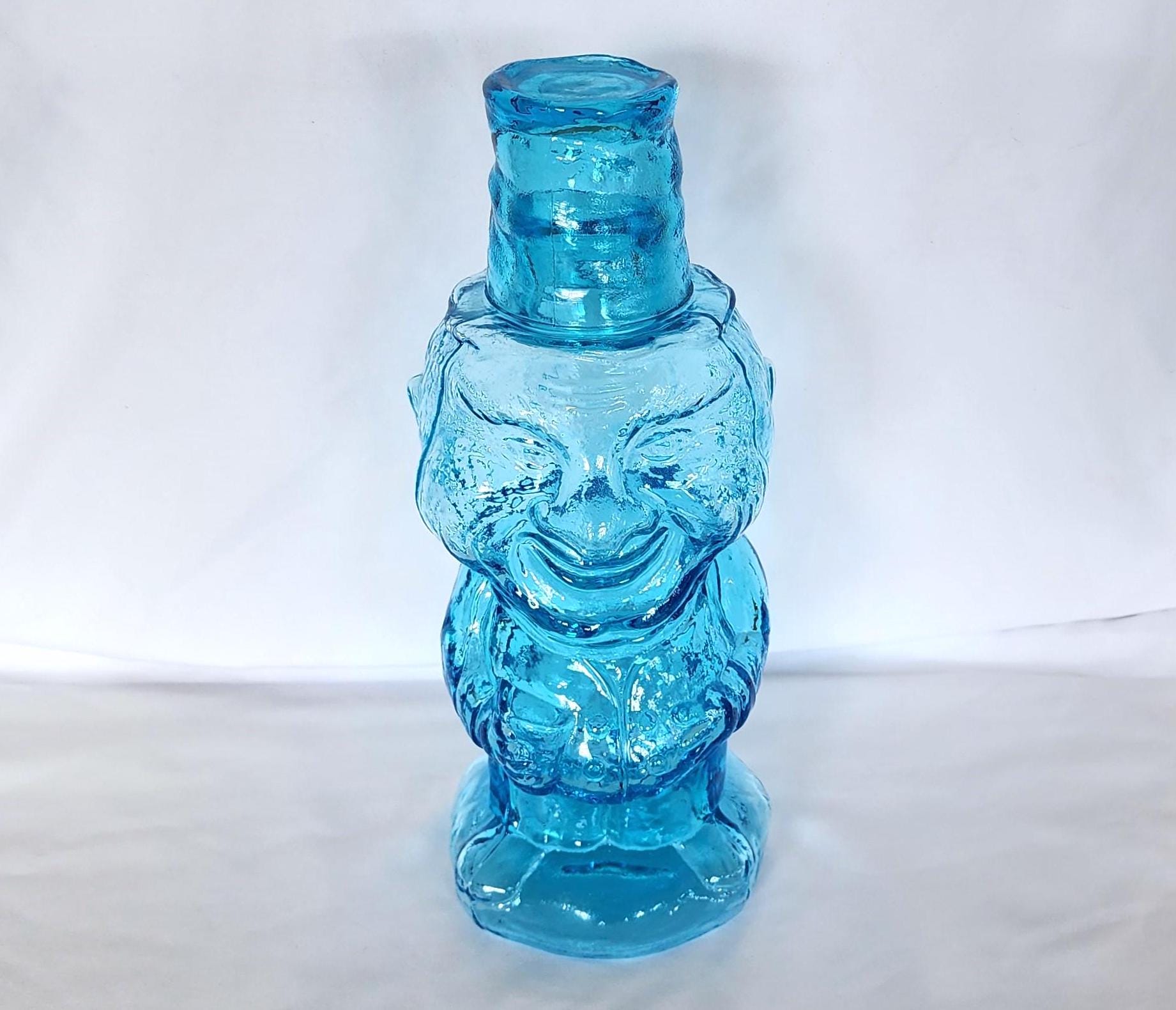 Tiara Indiana Glass Co Blue Jolly Mountaineer Decanter and Shot