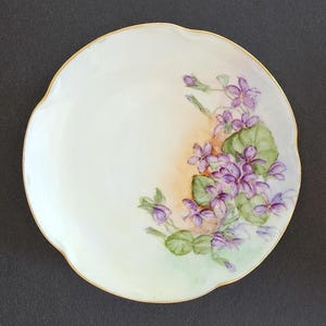 J & C Bavaria Jaeger and Co. hand painted floral plate Louise series violets early 1900s 6 1/4&quot;