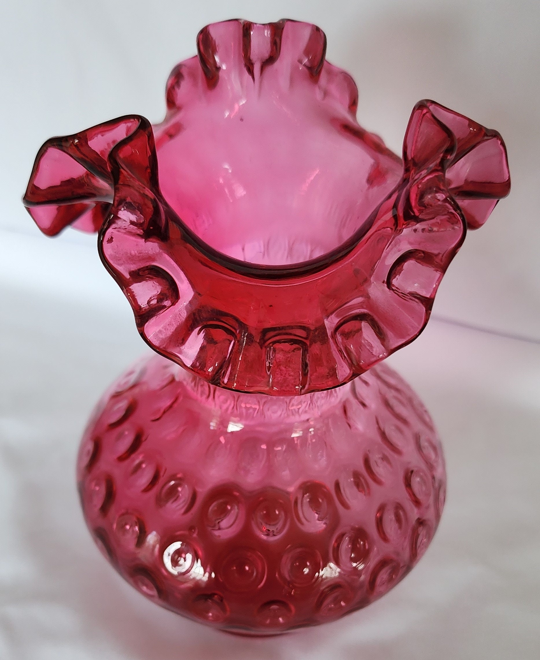 Fenton Glass Vase Ruby Overlay 7 Inch - Etsy