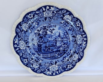 Ridgeway Asiatic Palaces blue transfer 10.25 inch plate