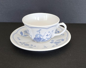 Blue Moustiers by Longchamp teacup and saucer France