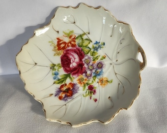 Peint à la main Viceroy china porcelaine 5 pouces conception de feuille de plaque avec des fleurs