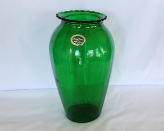 アンカーホッキンググラスのヴィンテージエメラルドグリーンガラス花瓶