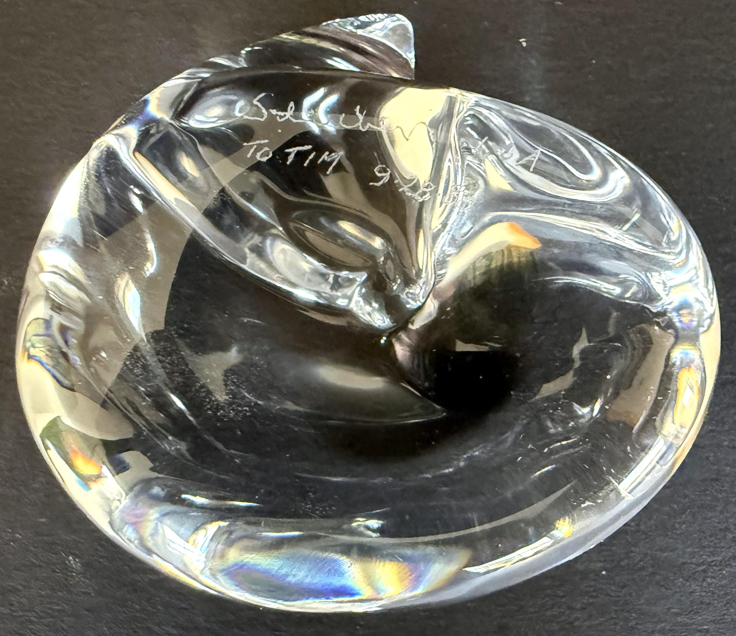 Steuben Crystal Cat Hand Cooler Figurine Signed by Lloyd Atkins - Etsy