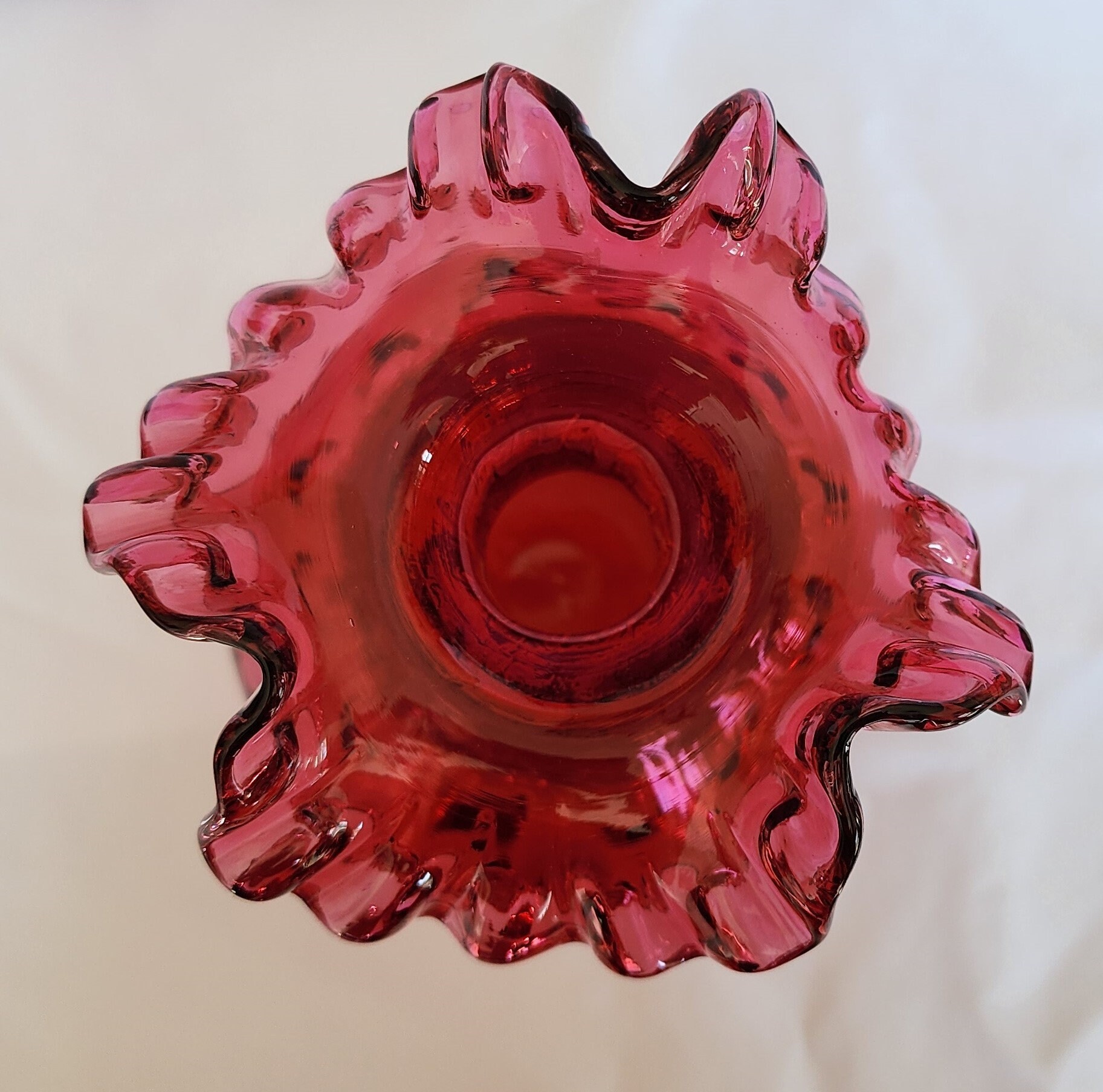 Fenton Glass Vase Ruby Overlay Cranberry Inverted Coin Dot 8 Inch - Etsy