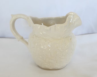 Vintage creamer Spode England white raised pattern 4 inch