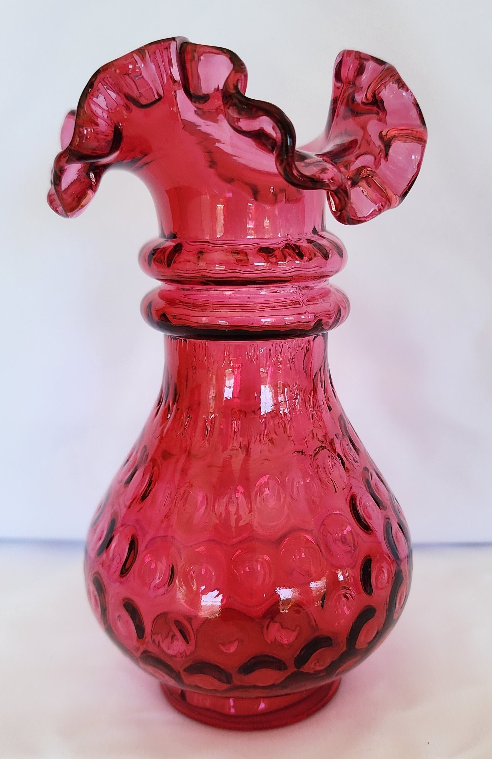 Fenton Glass Vase Ruby Overlay Cranberry 6 Inch - Etsy