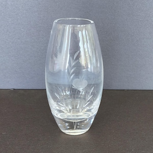 Etched crystal floral bud vase