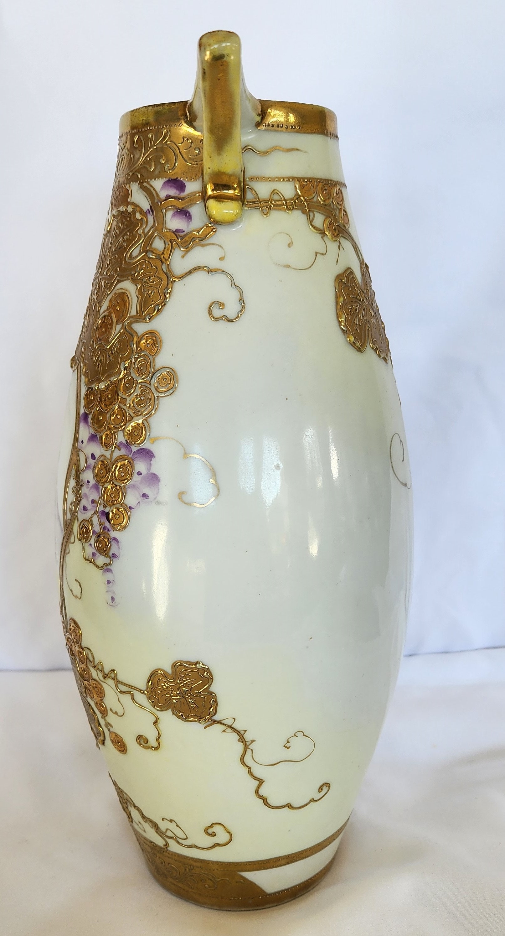 Vintage Nippon Yamato Hand Painted Gold Moriage 12 Inch Vase Etsy