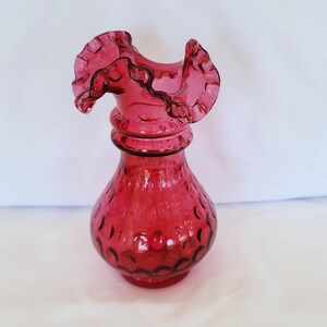 Fenton Glass vase ruby overlay cranberry 6 inch
