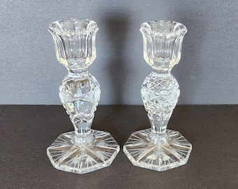 bougeoirs en verre vintage 5 1/2 pouces