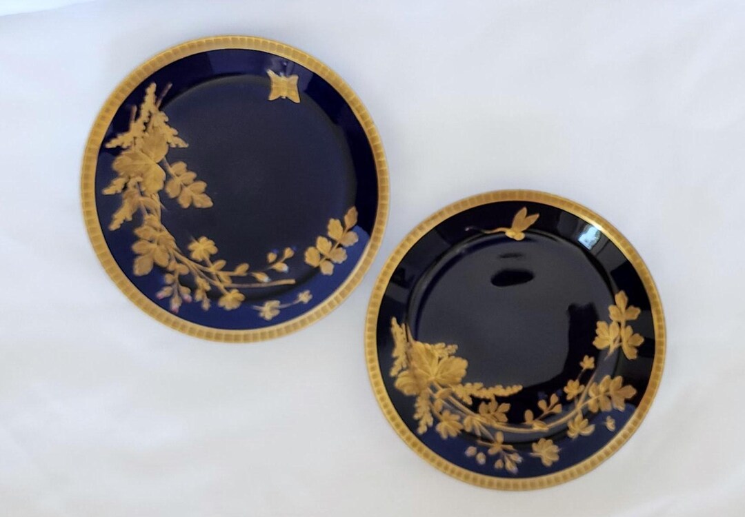 Small CH Field Haviland Limoges Hand Painted Cobalt Blue With Gold ...