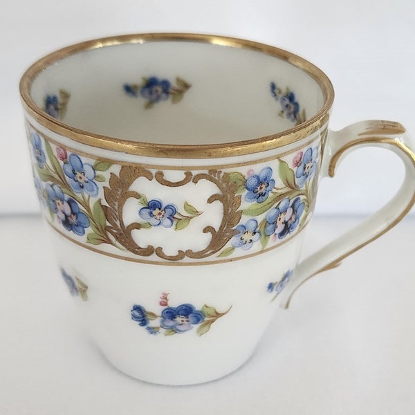 Vintage Schumann Bavaria hand painted porcelain demitasse cup forget me not pattern