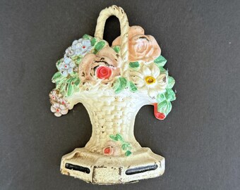 Butoir de porte en fonte Hubley, petite corbeille de fleurs française n° 8, 5 3/4 po.