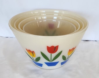 Fire King Tulip mixing bowl set of four
