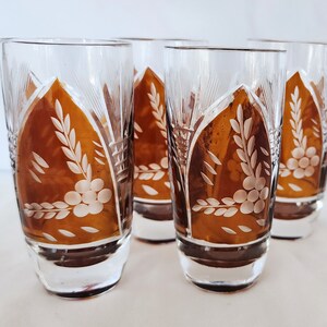 Cut to clear cordial glasses brown 3 7/8"