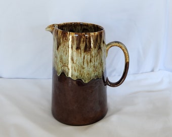 Vintage ceramic pitcher hand made glazed 8 inch