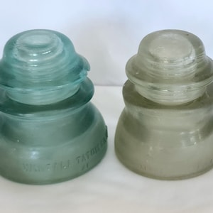 Pair of vintage glass electrical insulators Whitall Tatum and Armstrong
