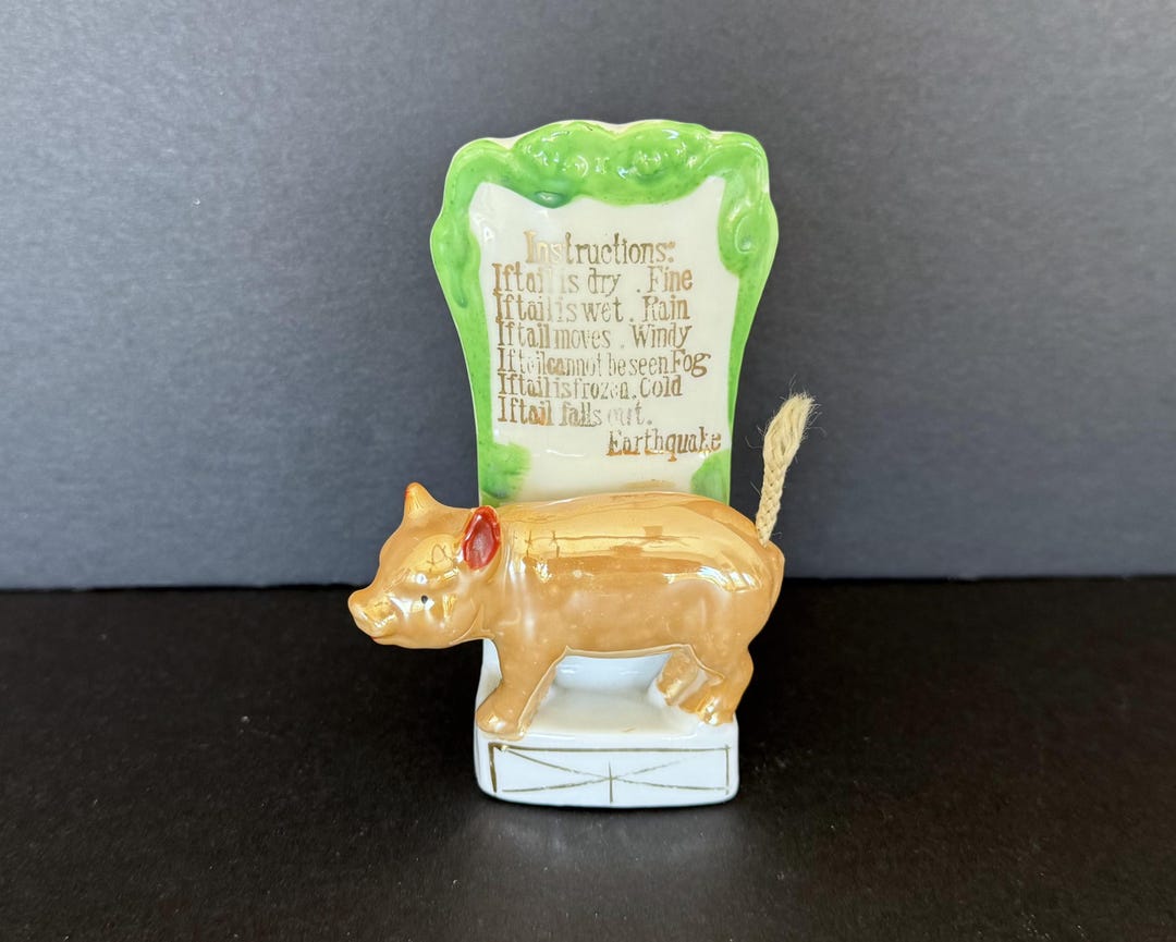 Antique Novelty Pig Barometer Spill Vase 4 3/4