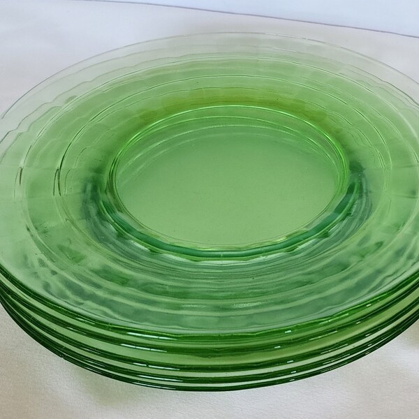 Green Glass Plates Etsy