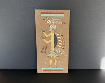 Vintage Navajo Yei zandschilderijpaneel 6 x 12 inch