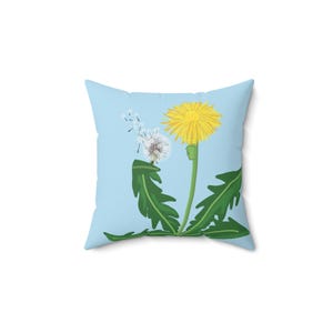 Wishing Dandelion Flower Spun Polyester Square Pillow