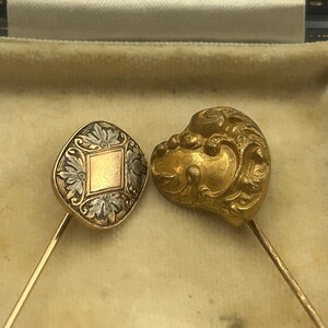 antique jewelry retro lapel pin, brooch, stick pin -  vintage pins gold filled