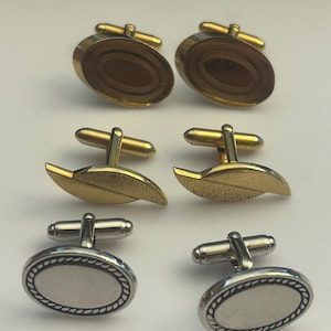 men’s cuff links lot, gold tone, silver tone, signed (all of them)
